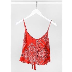 NEW Lulus Olivaceous Bandana Paisley Crop Top Tank Cami Red S